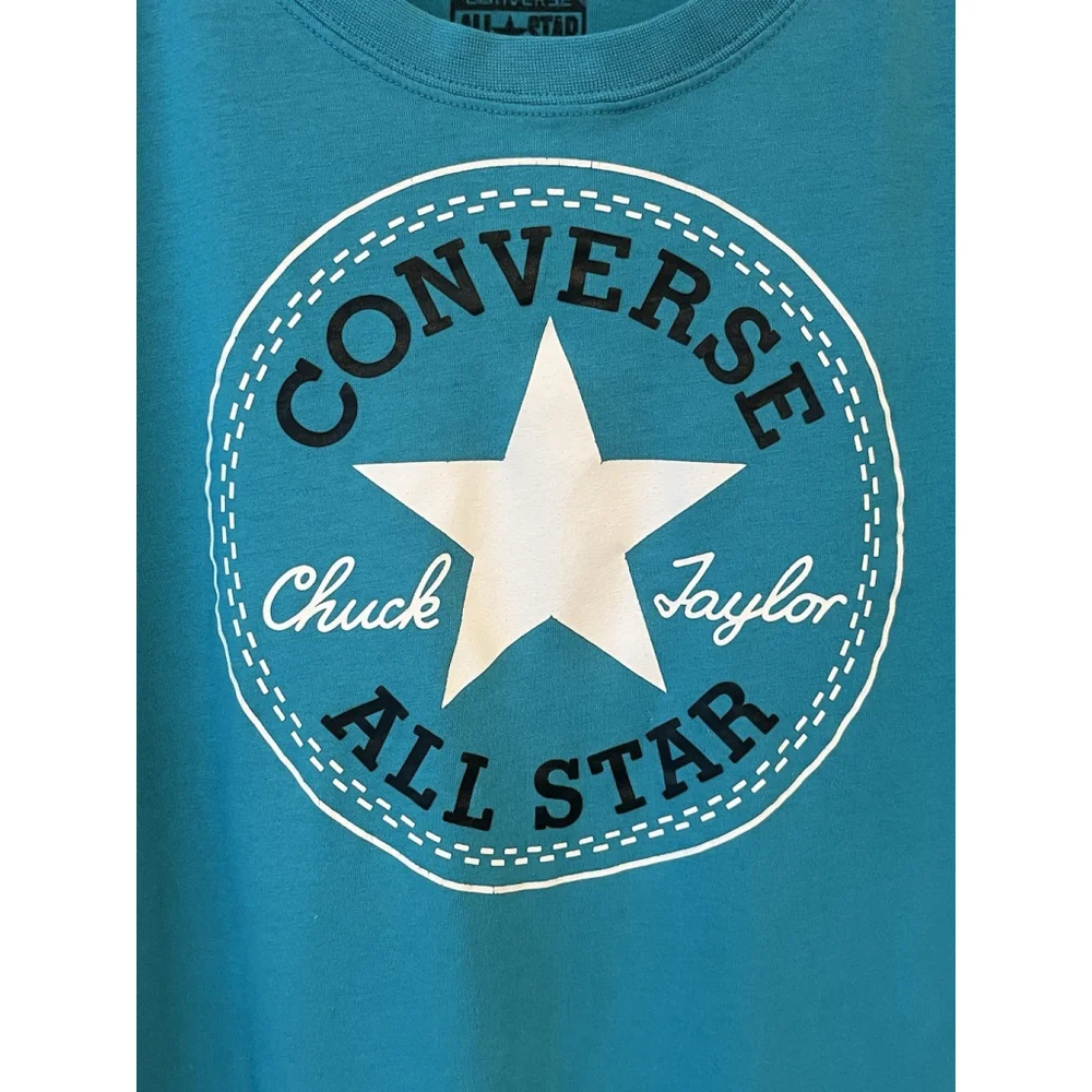 Converse All-Star T-Shirt Youth Size L 12-13 Years Teal Short Sleeve Logo Tee